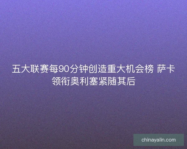 五大联赛每90分钟创造重大机会榜 萨卡领衔奥利塞紧随其后