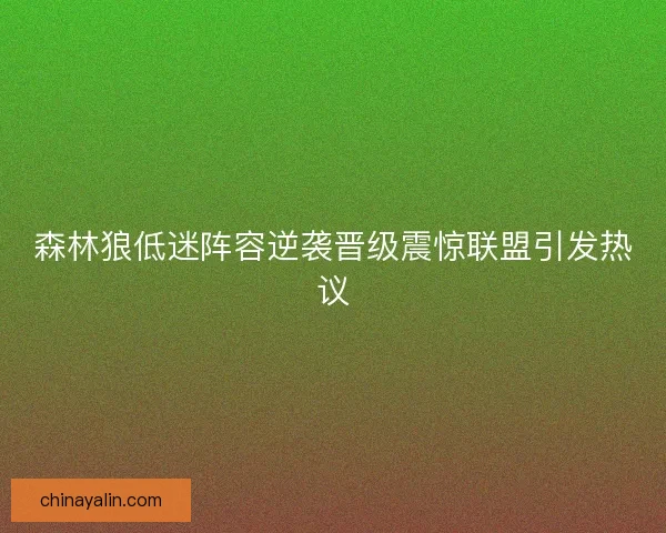 森林狼低迷阵容逆袭晋级震惊联盟引发热议