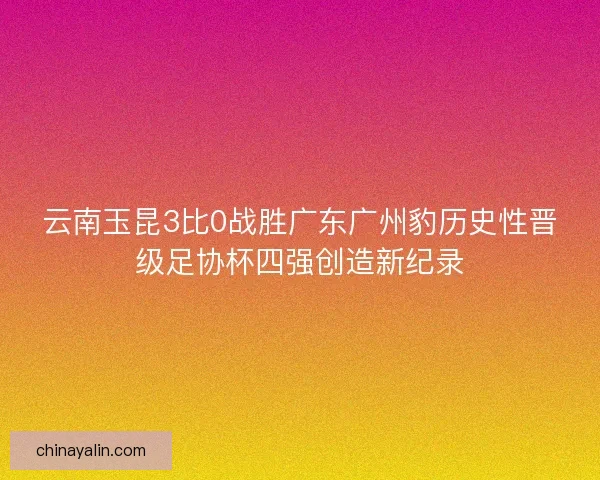 云南玉昆3比0战胜广东广州豹历史性晋级足协杯四强创造新纪录 云南玉昆3比0战胜广东广州豹历史性晋级足协杯四强创造新纪录